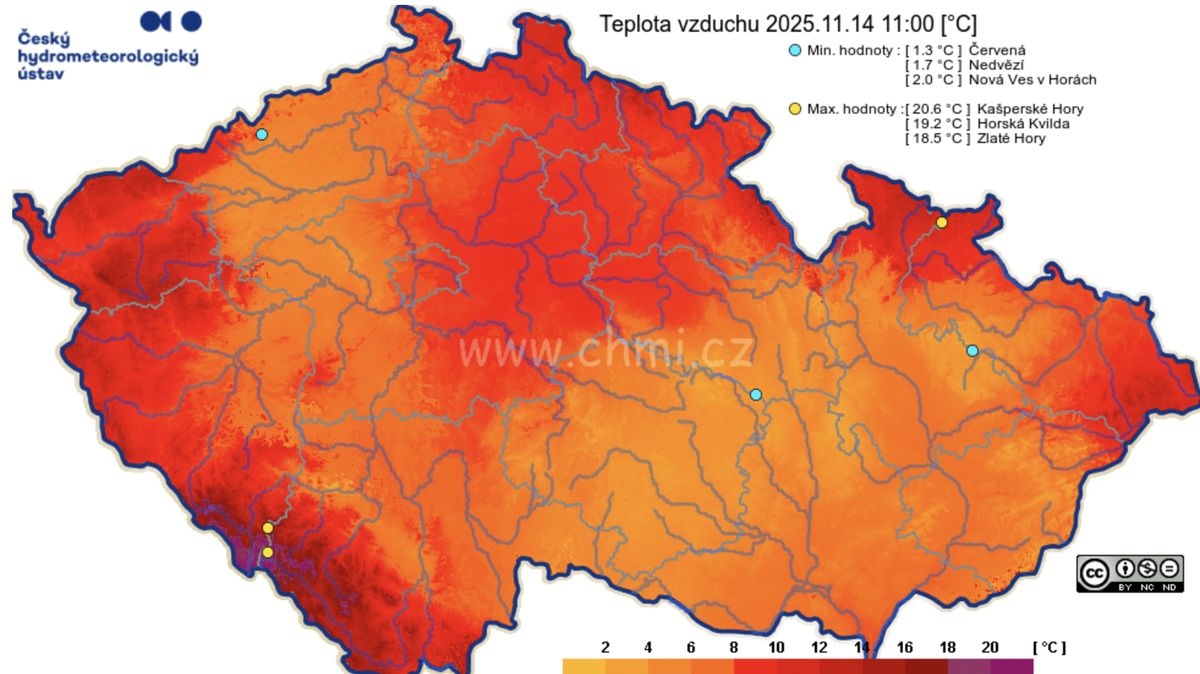 Na Šumavě zase naměřili přes 20 °C